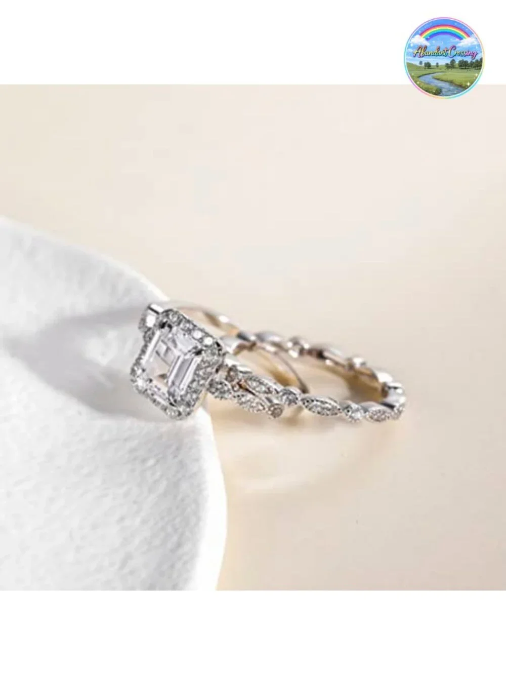 925 Sterling Silver 2CT Emerald CZ Bridal Ring Set